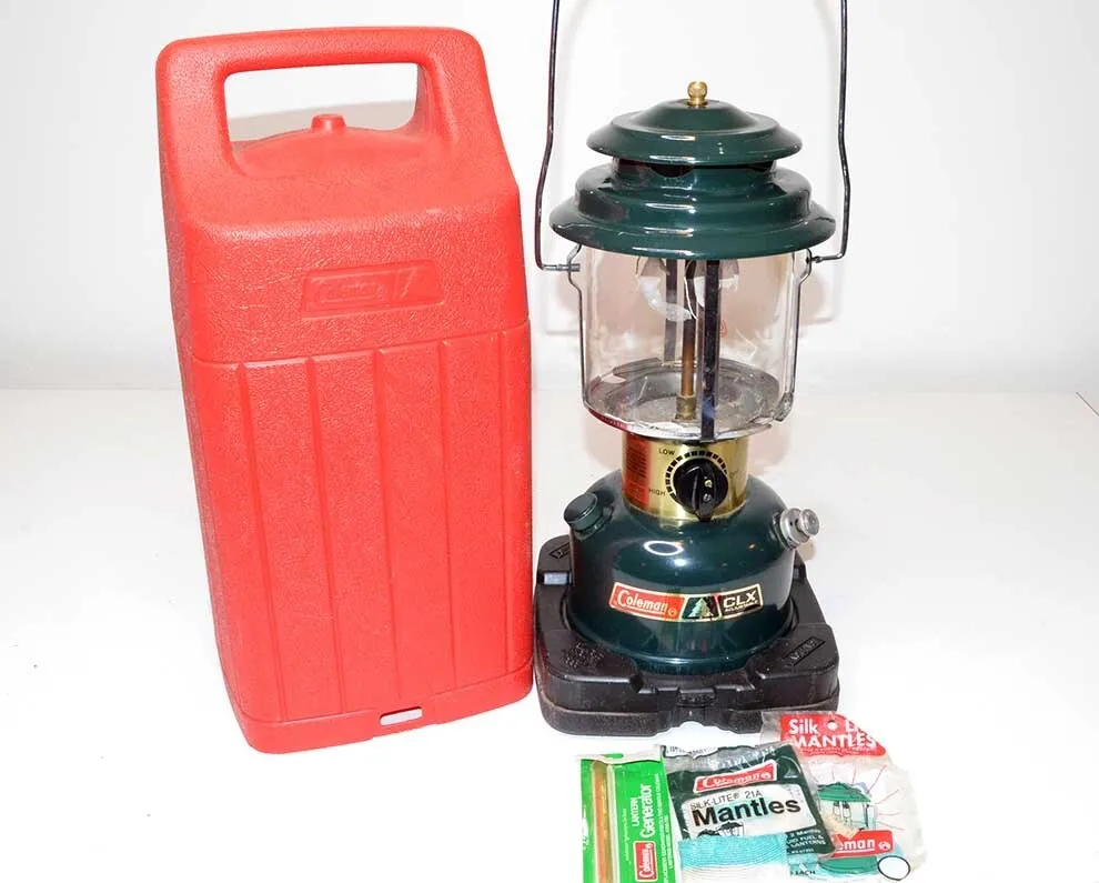 Vintage Coleman Camping Lantern w/Carry Case & Extras - CLX Adjustable - 3  84