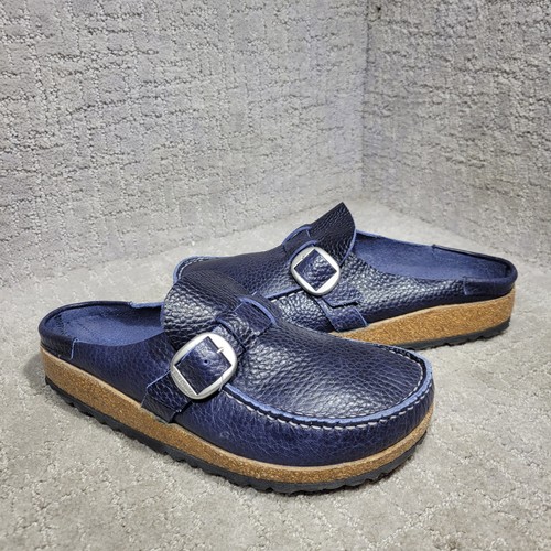 Birkenstock Buckley Size EU 38 US L7 M5 N Navy Blue Pebble Leather Clog Sandals - Picture 11 of 11