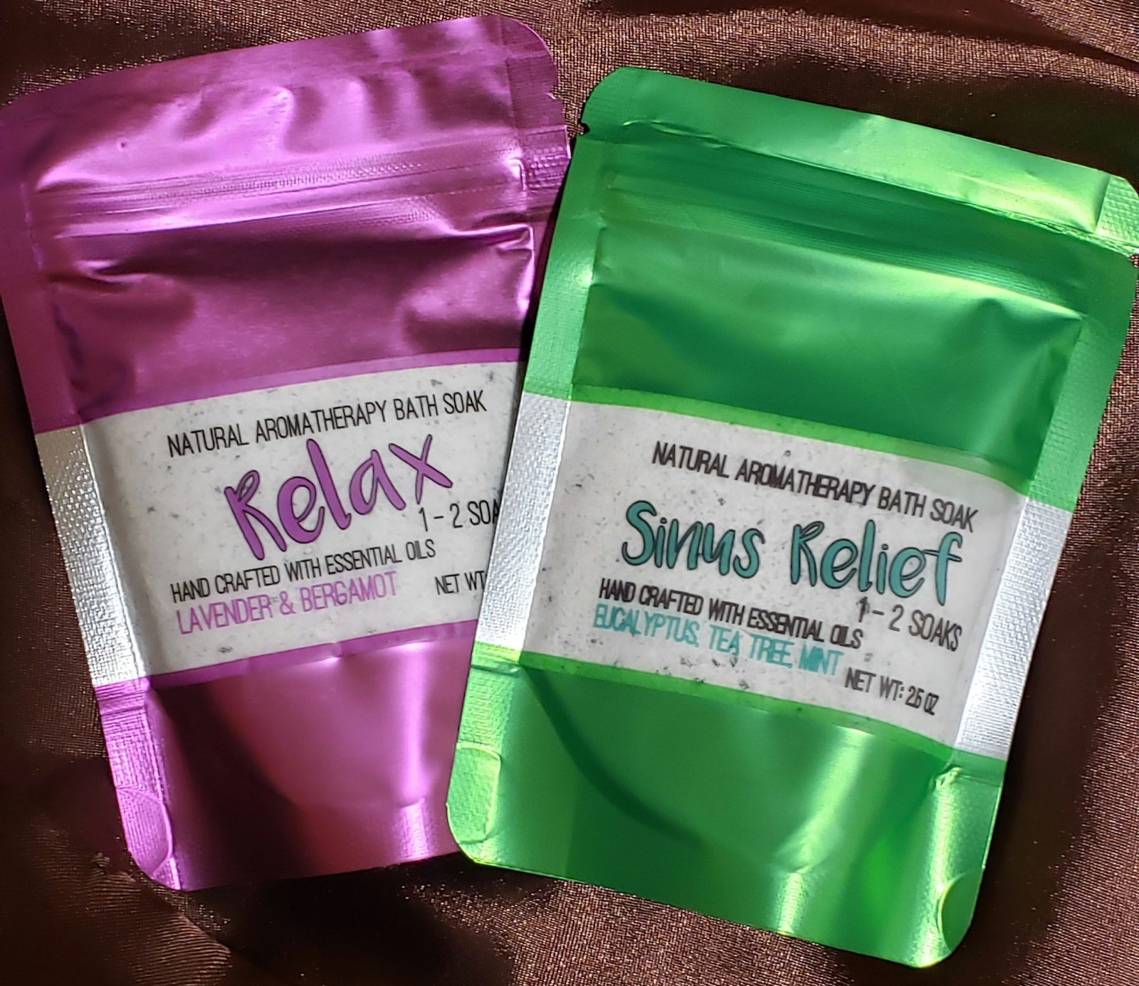 Natural Sinus & Lavender Bath Soak Set with Aromatherapy Salts, 2.5 oz, Made in USA