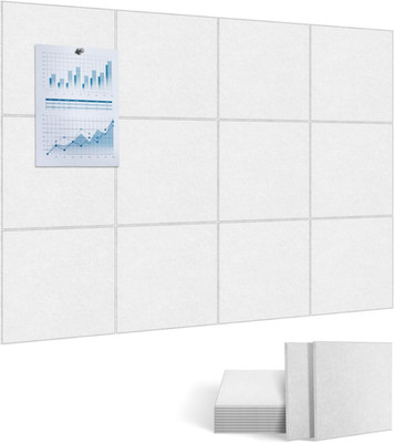 Cork Board, 12 Pcs 11.8'' X 11.8'' Felt Wall Tiles, Acoustic Panels with Safe Remo