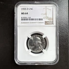 1955-D Washington Quarter NGC MS64 Frosty White PQ New Holder