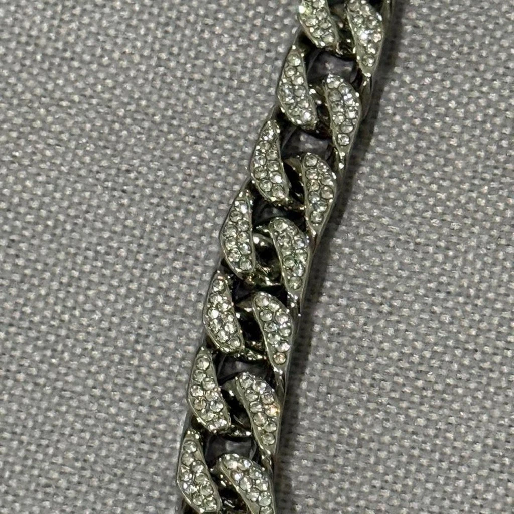 Silver tone 18” chain necklace with rhinestones #rhinestone #jewelry image 3