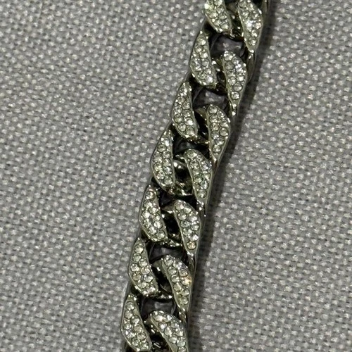 Silver tone 18” chain necklace with rhinestones #rhinestone #jewelry image 3