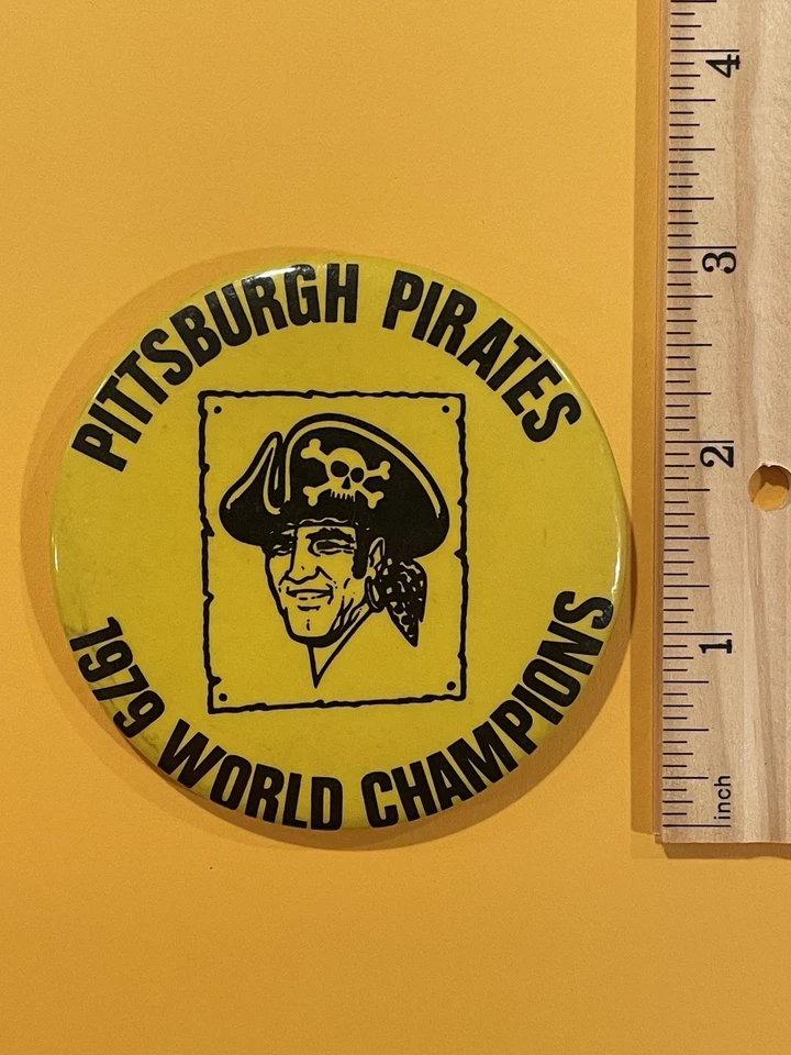 Vintage Pittsburgh Pirates Button 1979 World Champions 70's Bucco Logo Baseball - Image 2 of 3