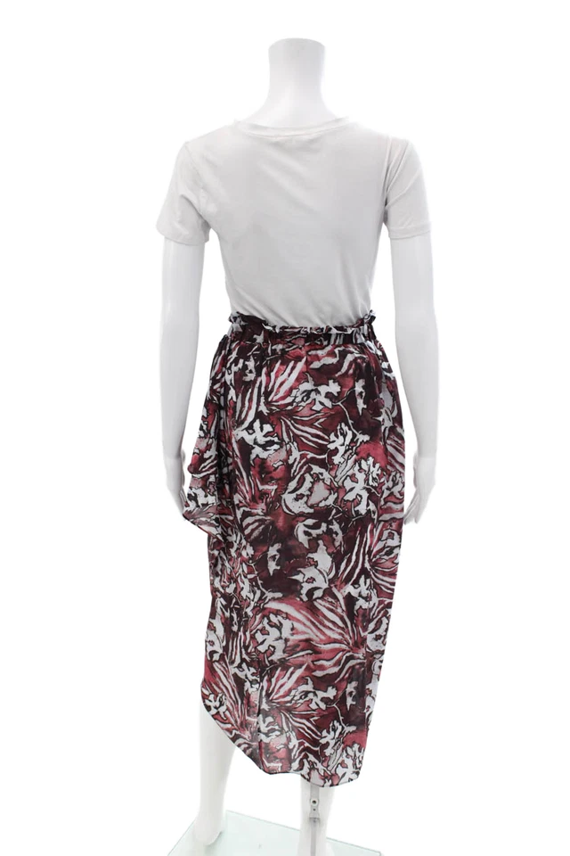 IRO Womens Silk Abstract Print Dyma Pull On Maxi Skirt Red Grey Size EUR 34 - Image 3 of 4