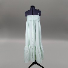 Zara Strapless Midi Dress Mint Green Button Front Smocked Back Size S 1008