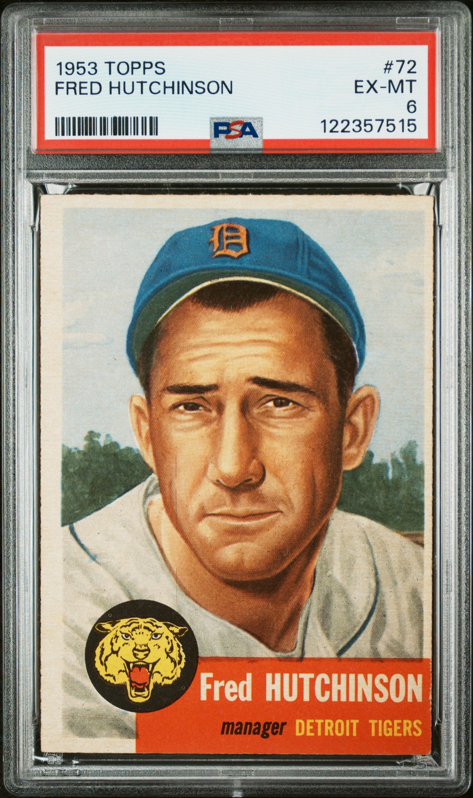 1953 TOPPS #72 FRED HUTCHINSON PSA 6