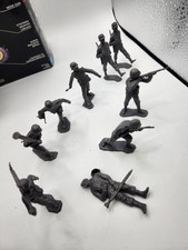 9 Vintage Marx WWII Dark Gray German Soldiers Army Men Soldiers Figure 54mm