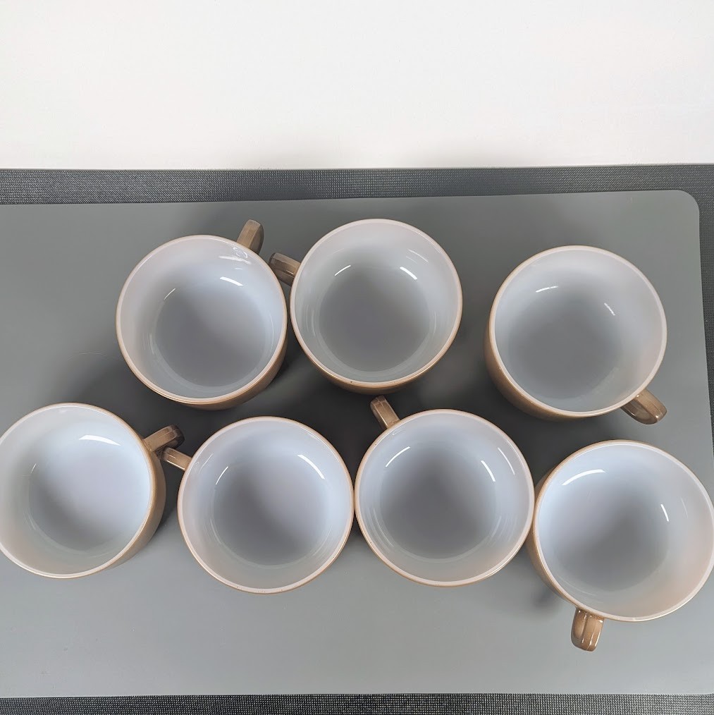 7 Vintage Fire King Anchor Hocking Brown D Handle Stackable Soup Bowls image 9