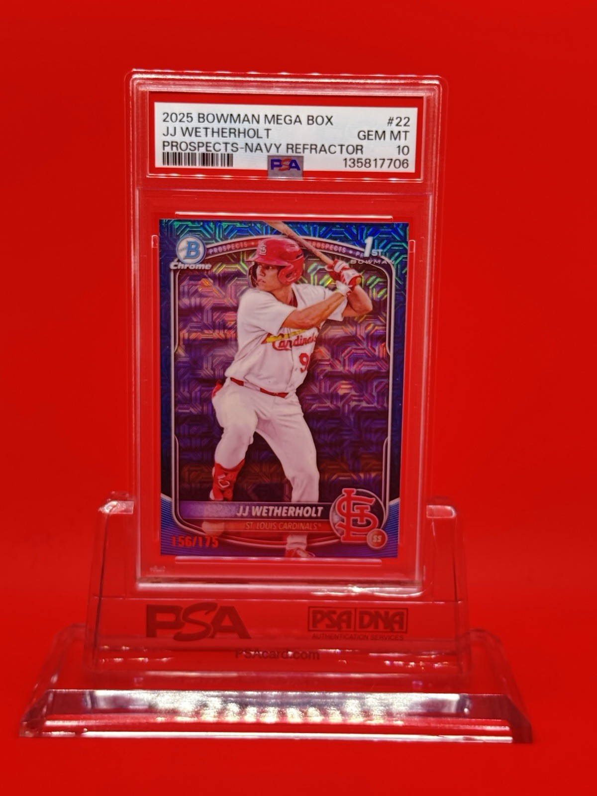 2025 Bowman - Chrome Prospects JJ Wetherholt #BCP-22 Navy Mojo Refractor /175