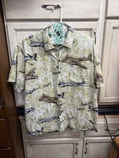 Aloha Republic Shirt Men's XL Usa Made Military Planes WW2 Airplanes