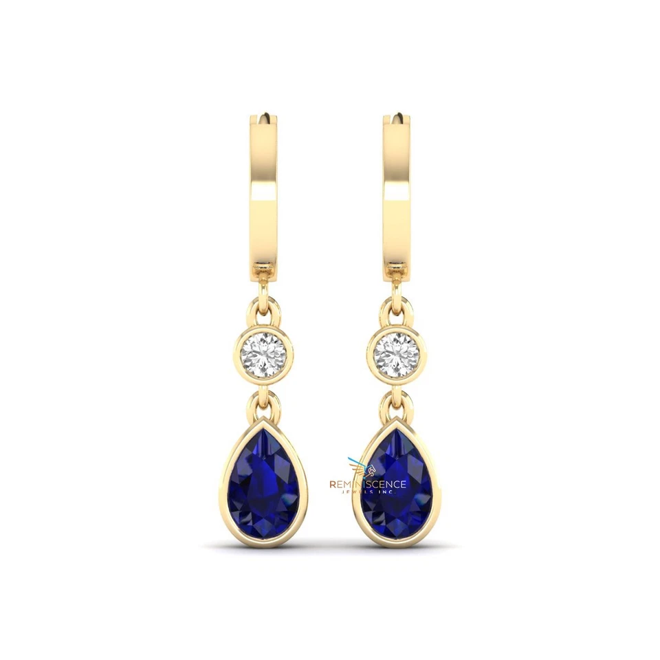 Women’s Lab Grown Diamond Drop Earrings Pear Cut Gemstone Earring 14K Gold - Image 3 of 4