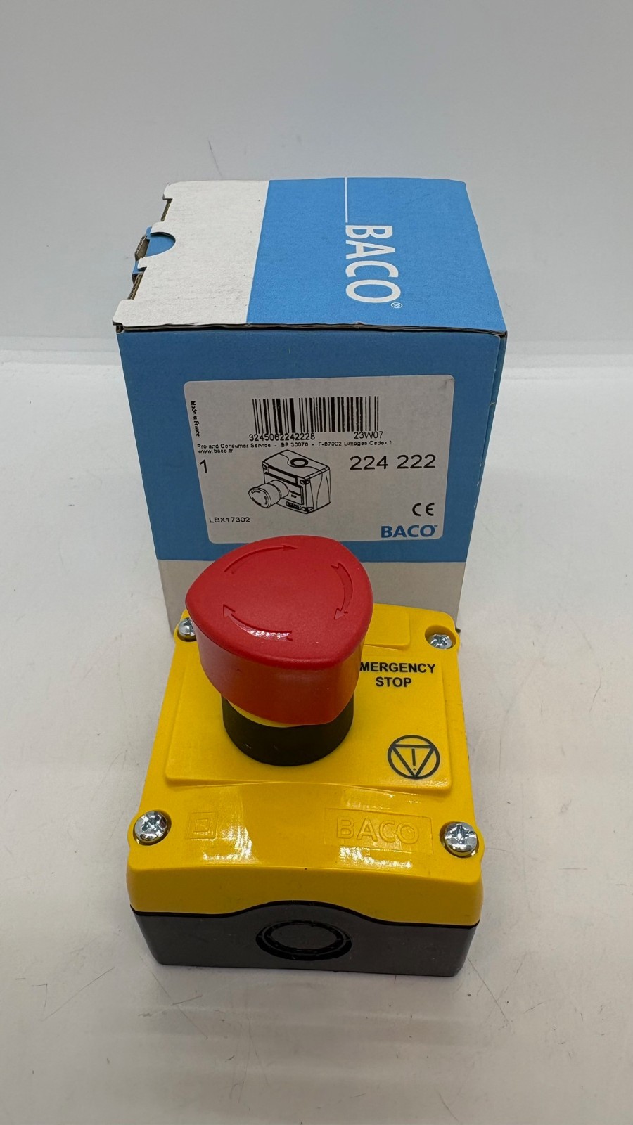 BACO 224222 LBX17302 Emergency Stop Button Control Station Red 2NC Push-Turn