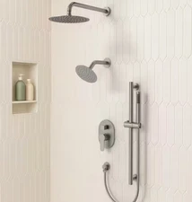 EVERSTEIN Dual Fixed Shower Heads W/Handshower Luxury Shower Systems Nickel B153