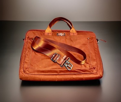 Tum Slim Padded Laptop Bag Nylon And Leather Orig Shoulder Strap Rare  Orange