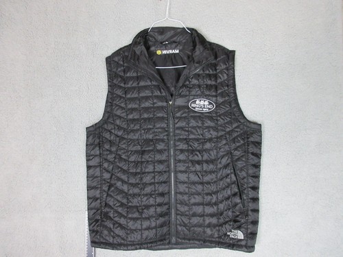 North Face Vest Men Large Black Thermo Ball  Eco Quilted Jacket Logo