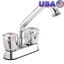 High Arc Laundry Faucet Dual Handle Utility Sink 3/4 Hose Connection Ceramic New