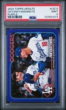 2024 Topps Update Ohtani/Yamamoto RC Purple US13 PSA 9 MINT Dodgers