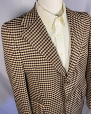 Vintage 1970s Bamberger's 39R Houndstooth Blazer Brown Tan Mens MCM Disco Jacket