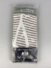 VTG Stafford Mid-Rise Briefs Mens 40-42 XL Striped 100 Cotton NOS