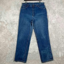 Vintage Lee Riders Mens 34x31 Straight Leg Blue Jeans High Rise Whiskers Faded