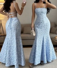 Dress Sz XL Blue Mermaid Gown, Lace Up Party Wedding Cocktail Club Prom Formal