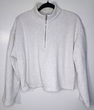 Women  s 1/4 Zip Mock Neck Fleece Pullover Sweatshirt Gray Size S
