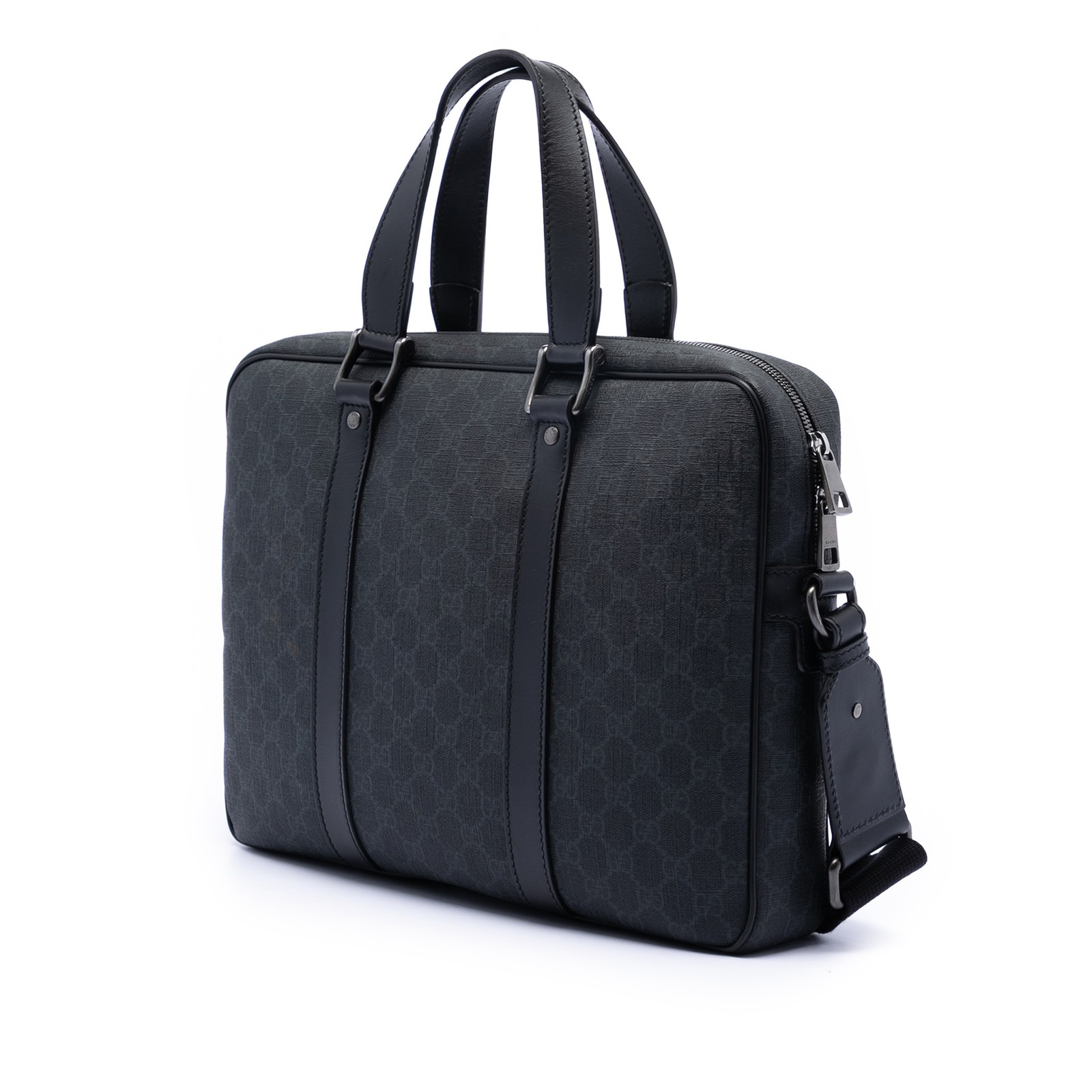 Authenticated Gucci GG Supreme Briefcase Black Coated Canvas Fabric thumbnail 2