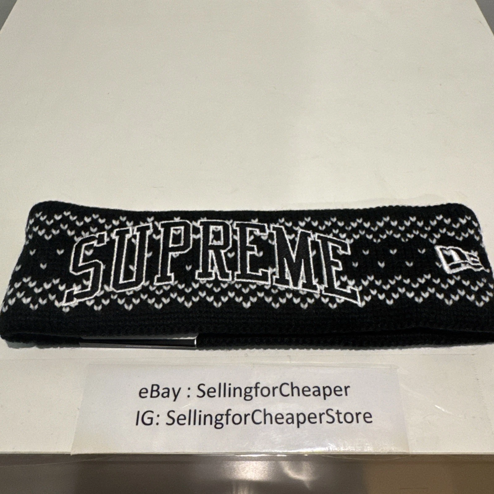 NEW Supreme New Era Arc Logo Headband FW17 Black 2017