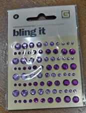 individual rhinestones stickers by basic grey for  scrapbook cards PURPLE round