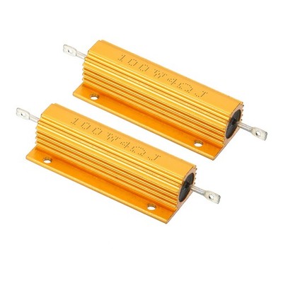 2x 100W 4 Ohm Hülle Widerstand Gehäuse Draht Widerstände Schraube Tap Goldton