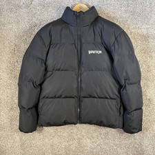 Yourszn Black Puffer Jacket Men’s Large Streetwear Bubble Coat Logo