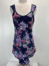 Vtg Pinx Floral Satin Slip Nightgown Women  s L Damask 90s Made In USA Nightie