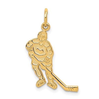 10K Gelbgold Hockey Charm Anhänger L-0,99 Zoll, W-0,52 Zoll,