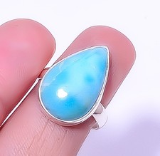 Genuine Larimar - Domonican Republic Gemstone 925 Sterling Silver Ring s.7 A360