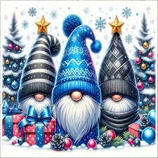 Gnome Diamond Painting Kit - Full Drill 5D Art with Three Gnomes, Christmas Tre