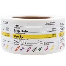 InStockLabels Removable Food Rotation Prep Labels 2 x 3 Inch 500 Adhesive Sti...