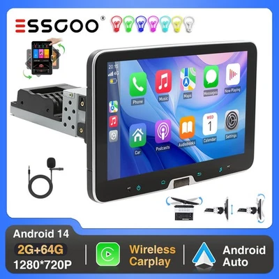 10.1" Drehbarer Bildschirm Autoradio 1 DIN Android 14 Carplay GPS NAV WIFI 2+64G - Bild 1 von 4