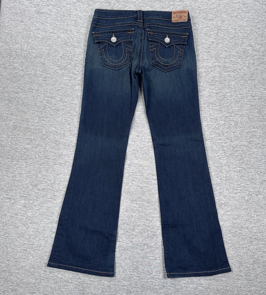 True Religion Jeans Womens 30 Blue Denim Becky Bootcut Jewel Buttons Flap Pocket - Image 2 of 4