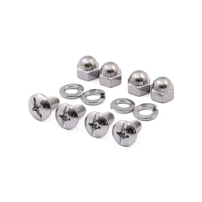 MOTORCYCLE STOREHOUSE License/Number Plate Mounting Kit - Chrome Acorn Nuts + M6 Bolts (4)