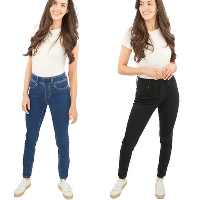 Womens Next Sculpt Leggings Super Stretch Pull On Dark Blue Black Denim Fabric - Image 1 of 4