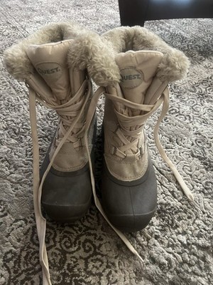 Quest Women s Thinsulate Insulated Lace-Up Snow Boots Faux Fur Trim US 7