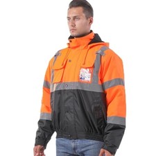 High Visibility Safety Jacket,Reflective Waterproof Jacket Large Orange-202
