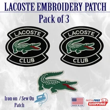 Lacoste Alligator Patch set Lot Of 3 Patches Sew  or Iron On
