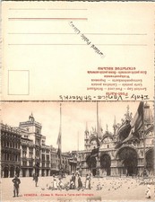 Venezia San Marco Cartolina Italia Basilica Torre dell'Orologio Seppia Non Spedita
