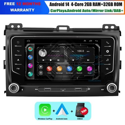 Android14 Autoradio Sat Nav bt CarPlay für Toyota Land Cruiser 2002-2009 DAB+GPS