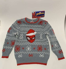Marvel Spiderman 3T Sweater Boys Christmas Gray Knit SpiderSanta NWT