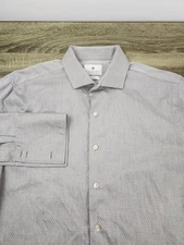 Ryan Seacrest Slim Fit Non-Iron Dress Shirt Men's 16.5 / 32-33 Gray French Cuff