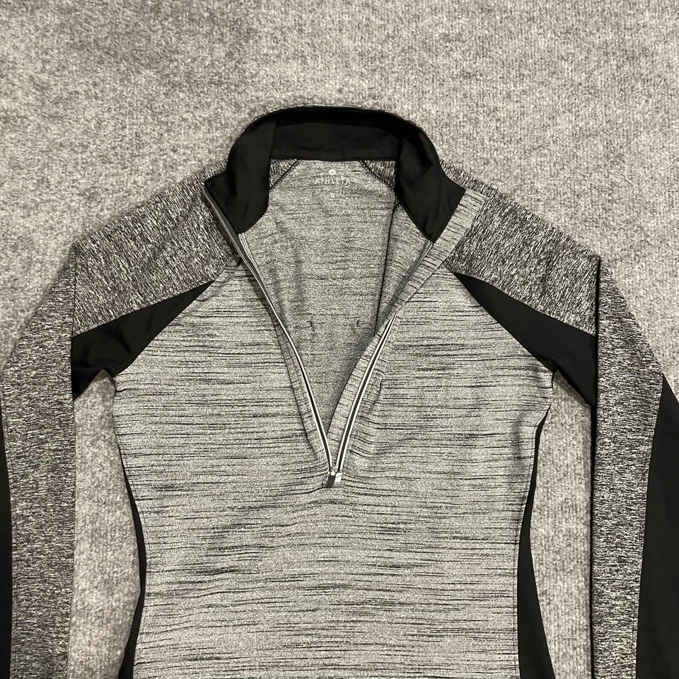 Pullover Athleta Running Wild Media Cremallera Mujer S Gris Negro Manga Larga Atlético Foto 4 de 4