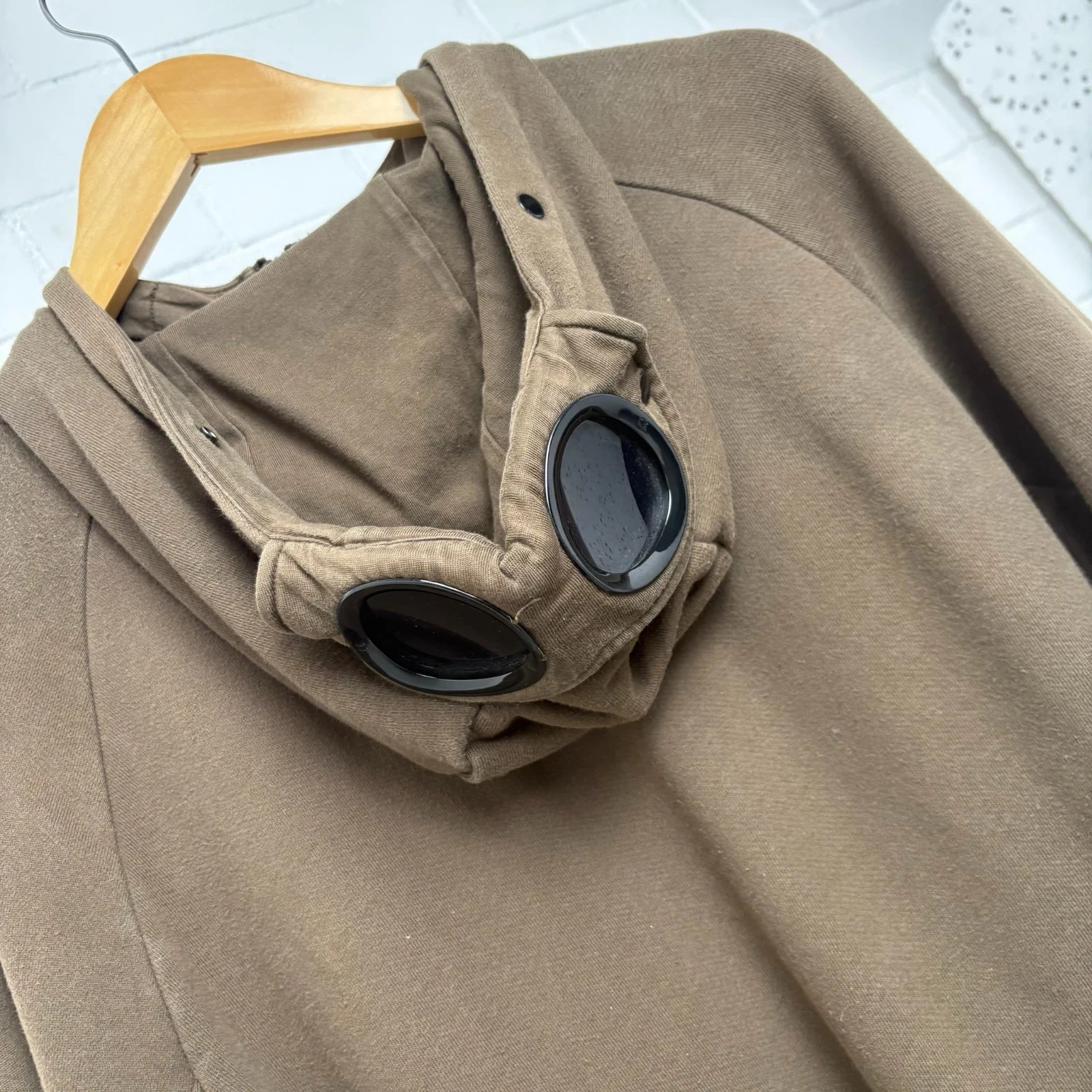 CP Company Brown Zip Goggle Hoodie image 4